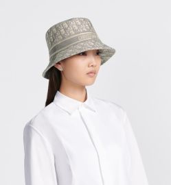 Dior Oblique Small Brim Bucket Hat White and Gray Embroidery DIOR at Dior